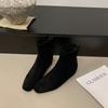 Skinny Autumn Small Beautiful Woman Inner Height Increase French Rad Short Boots Women's Short Boots Black No New Naked Boots Fashion