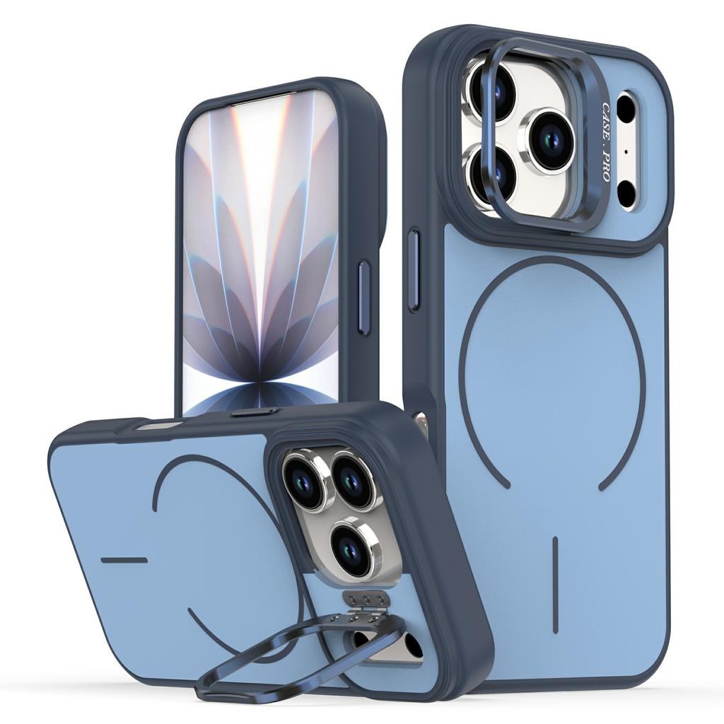 For iPhone 17 Pro Case Compatible with MagSafe Skin-touch PC + TPU Phone Cover with Foldable Kickstand