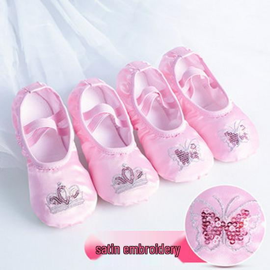 Ballett-dansesko i lerret for barn og kvinner - Myk såle, ensfarget, egnet for yoga og trening