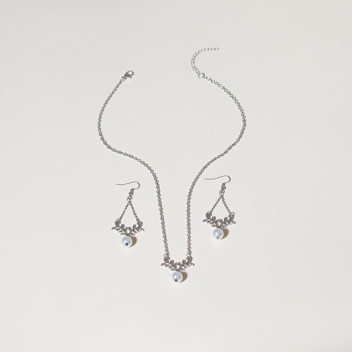 

JMXD-HJJ женские серьги с бусинами One Deer Has You Leaf, ожерелье и серьги, модные универсальные аксессуары