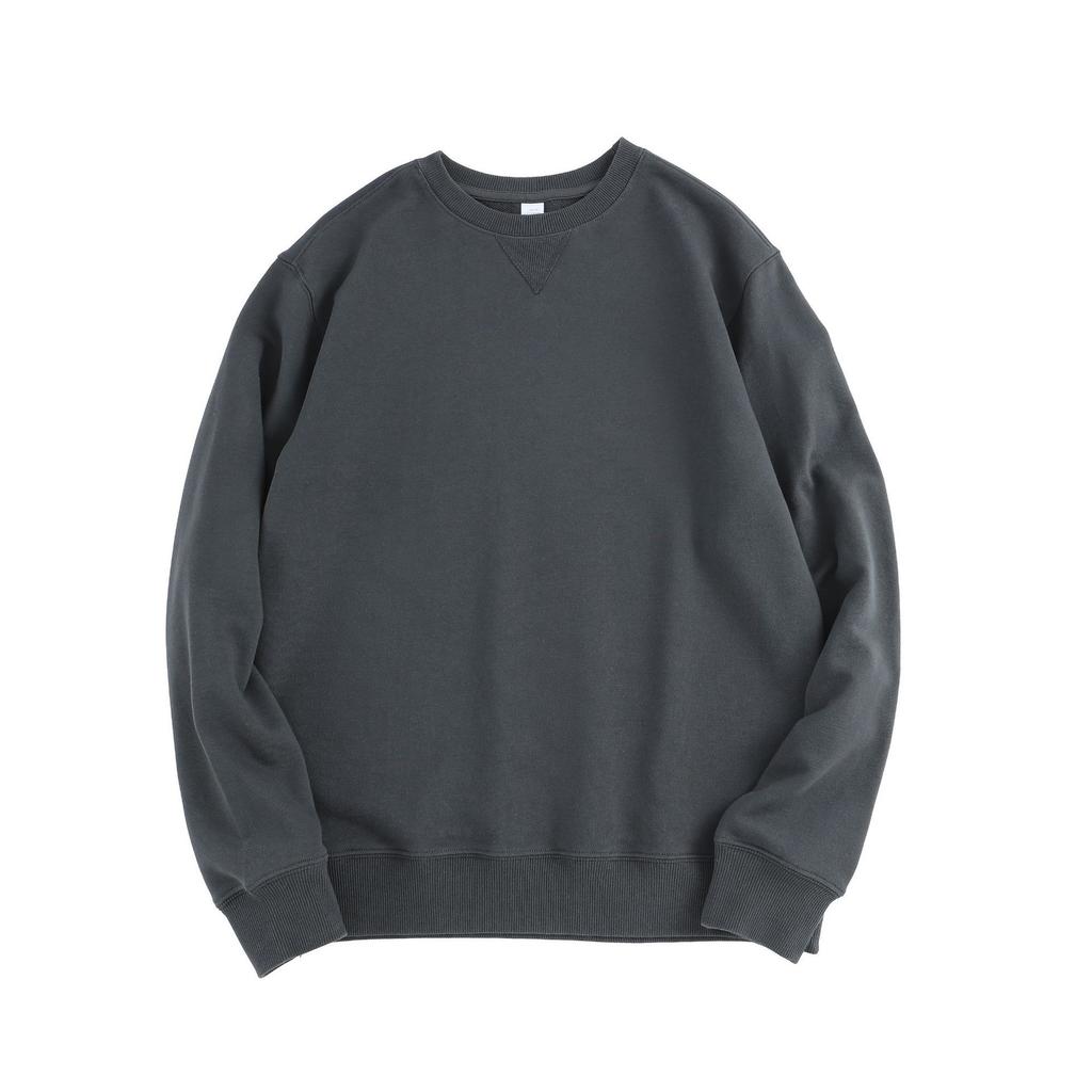 380g Heavyweight Combed Cotton Crewneck Sweatshirt, Fleece Long Sleeve Pullover, Relaxed Fit Triangle Cut, Unisex