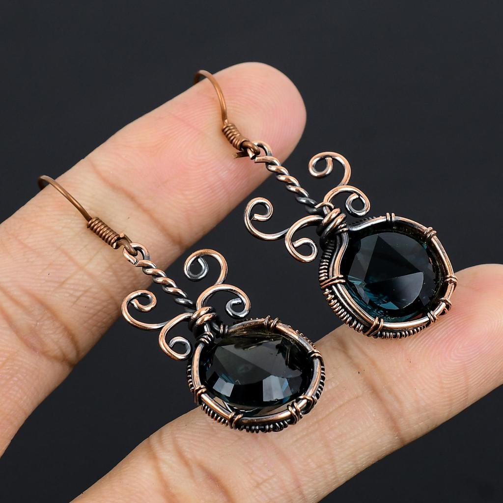 Olive Tourmaline Earrings Gemstone Jewelry, 999 Copper Wire Wrapped Earrings, Handmade Beautiful Jewelry Earrings
