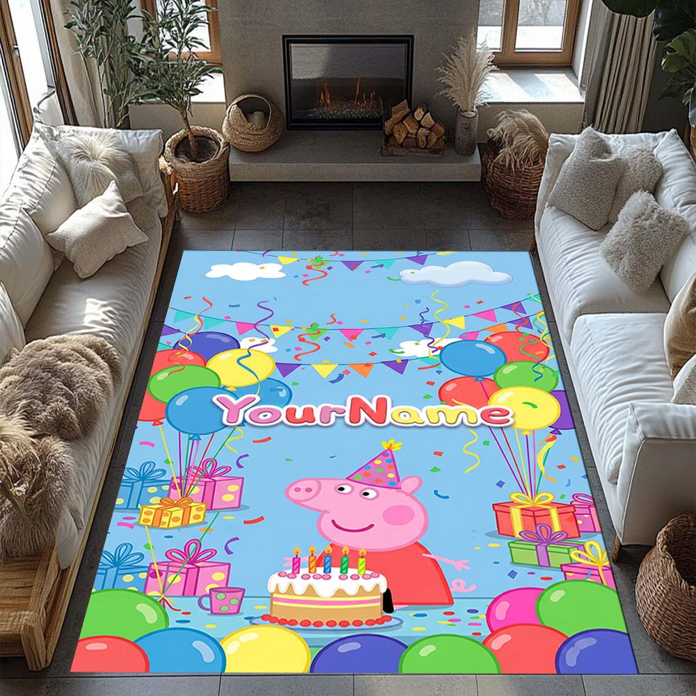 Peppa Pig Customize Your Name Carpet Design for Playrooms Kitchen Living Rooms Balcony Antislip Carpet Office home decor Wedding Party Gift