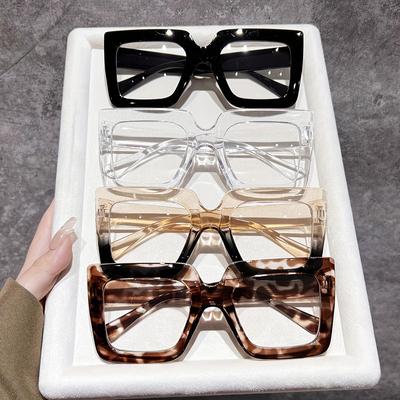 OVERSIZE Square Frame Anti-Blue Light Glasses: Transparent, Fashionable, and Retro-Inspired for a Smaller Face Look