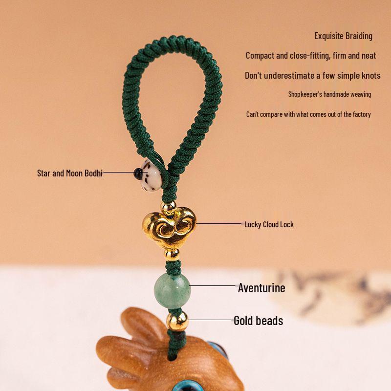 Deer Road Sandalwood Keychain: Cute Deer Pendant Lanyard for Phones - Creative Gift for Men & Women