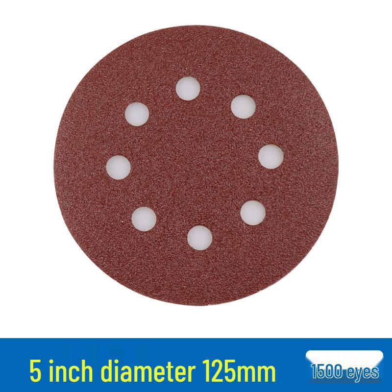 Red Sand Flocking 5-Inch Self-Adhesive Sandpaper Disc, 6 or 8 Holes, for Dry Grinding and Polishing