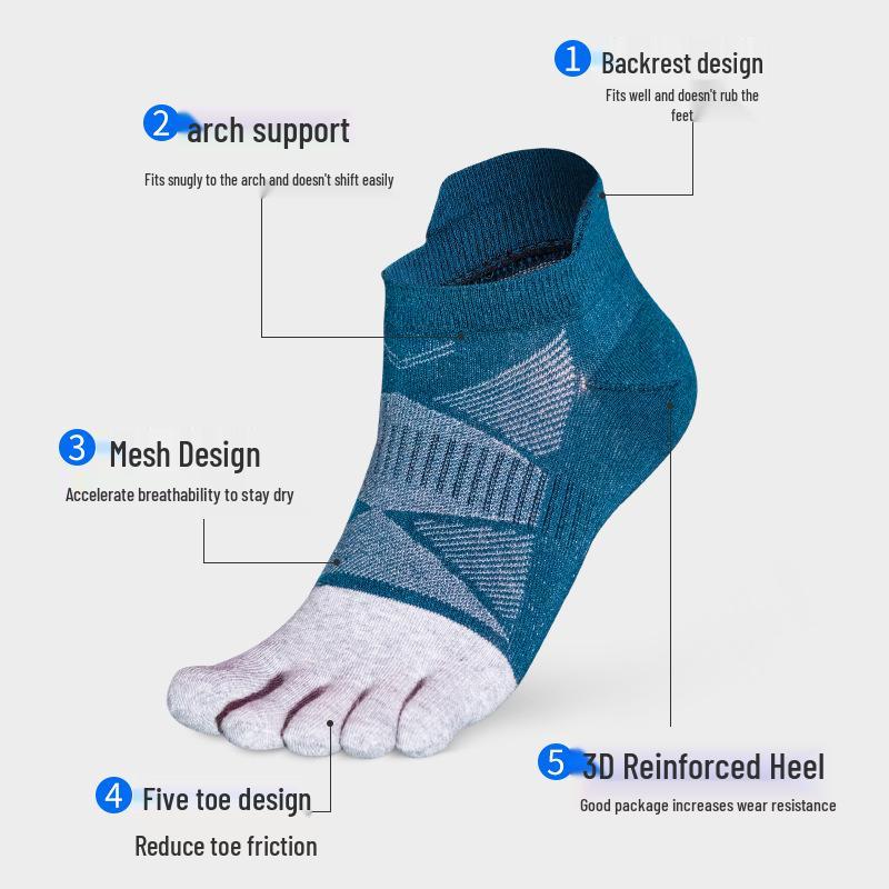 Chaussettes d'été de sport à cinq doigts en coton pour hommes et femmes - Courtes, fines, parfaites pour la course à pied, le fitness, le football et le basketball.