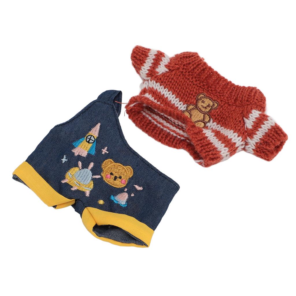 Plush Doll Clothes 20cm Bear Overalls Sweater Kpop Clothing Accessories Cotton Fabric Brown