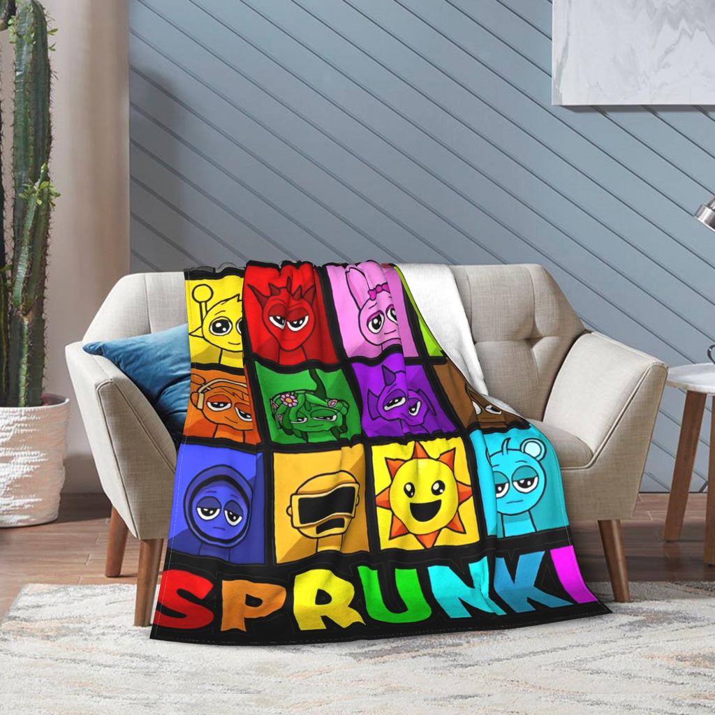 Sprunki Characters Game Blankets  Flannel Funny Breathable Throw Blanket for Home All Season