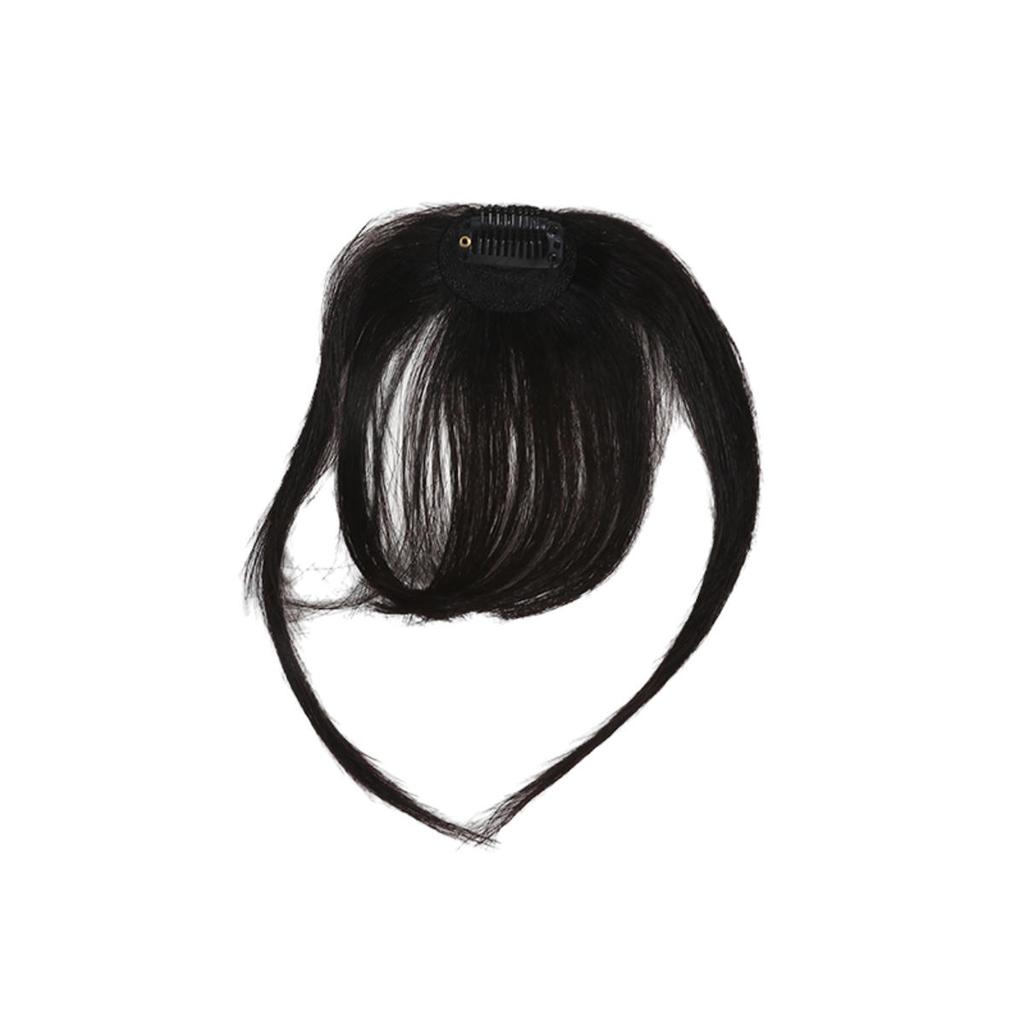 Human Bangs Natural Brown Middle Part Wispy Bang Hair Clip In Bangs Fringe Hairpiece for Women Clip On Air Bang