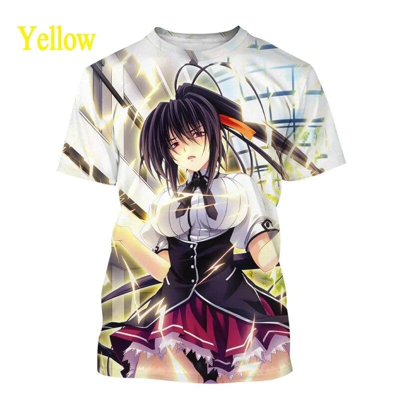 Sommer Herre Japansk Anime High School DxD 3D-trykk T-skjorte Trend Mote Allsidig Casual Rund hals Kortermet Topp