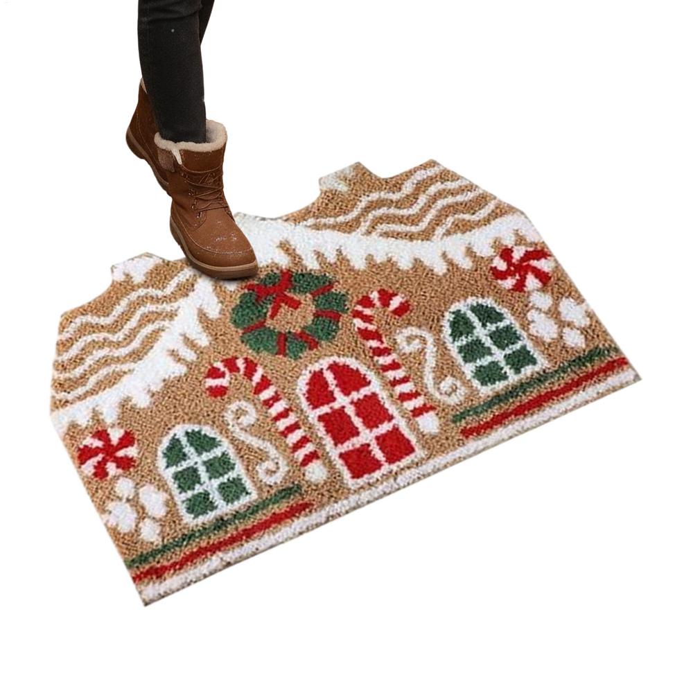 

Christmas Mats For Front Door Gingerbread House Decorative Non-slip Door Mat 32x20 Inch Holiday Outdoor Rug For Holiday Outdoor белый