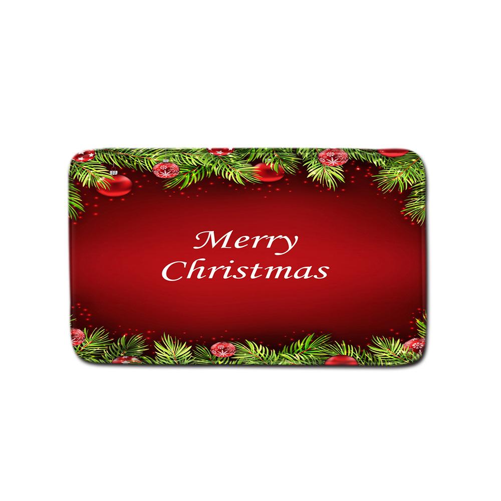 Christmas Bathroom Non-Slip Door Mat, Shower Curtain Floor Mat Combination Four-Piece Toilet Absorbent Carpet