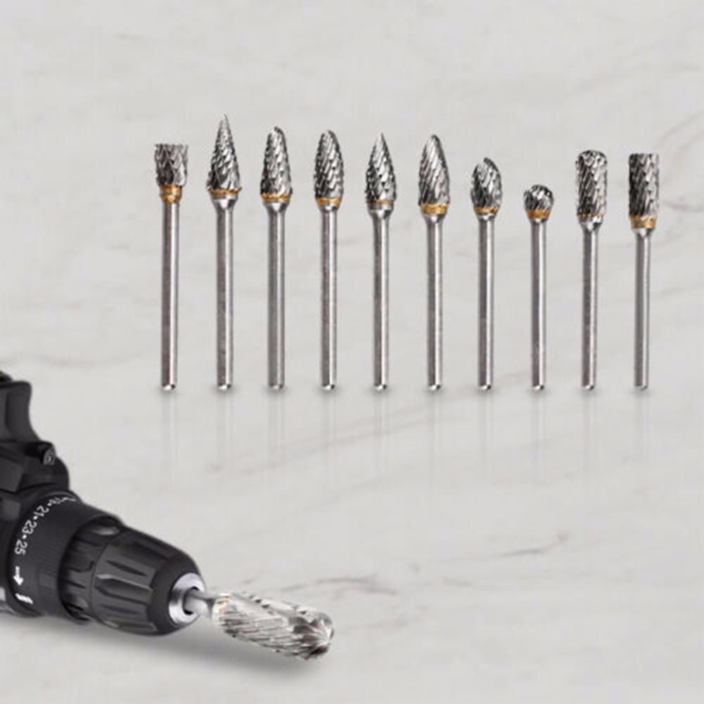 10pcs Tungsten Head Carbide Burrs For Rotary Drill Grinder Carving Bit New