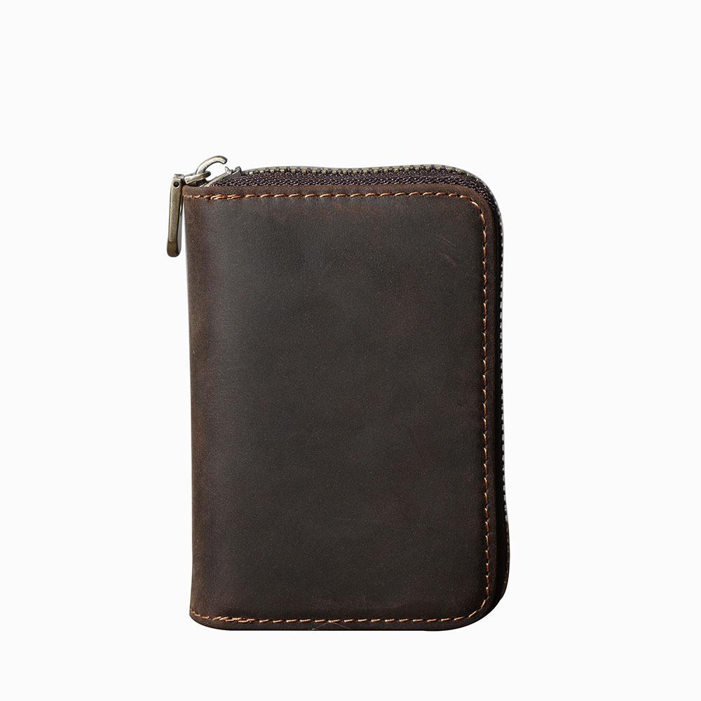 Vintage Crazy Horse Leather Accordion Card Holder with Multi-Card Slots, Coin Purse & Driver's License Pocket for Men and Women