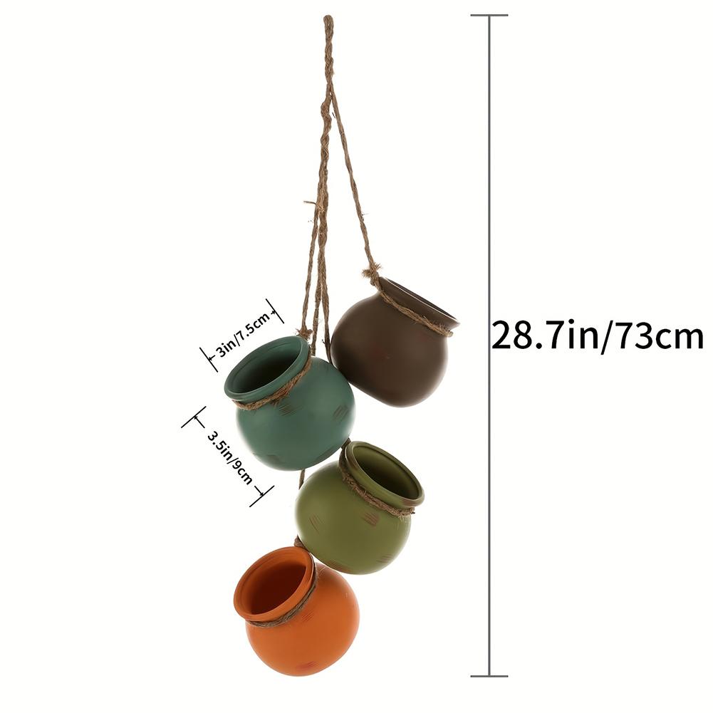 

4PCS Flower Pot Ceramic Mini Hanging Pot Wall Accent Creative Ceramic Vase Morden Stylish Home Decor Succulent Enthusiast Gifts