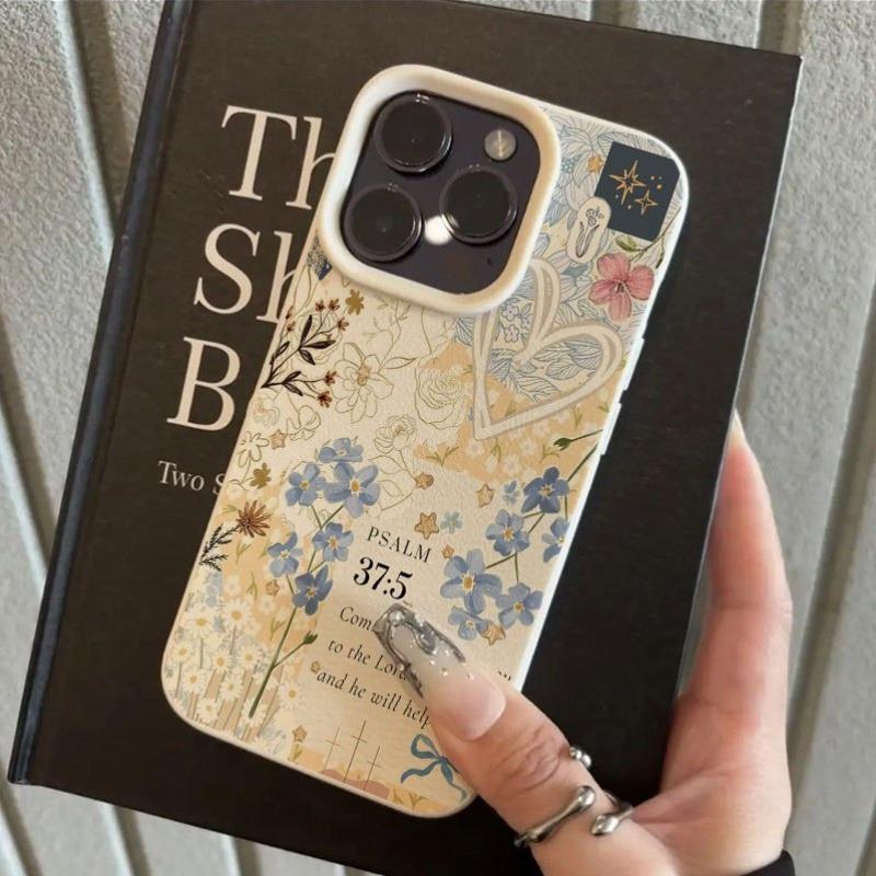 Eine florale Handyhülle mit Litschi-Muster, langlebig und stoßfest, geeignet für iPhone 17, 16, 15, Plus, Pro, Max Serien – Kann als Geschenk verwendet werden