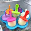 Ice Cream Mold 6-Cavity Flower Shape Silicone Ice Pop Mold with Lids Easy Release Dishwasher Safe Popsicle Mold for Jelly Pudding Soap Making