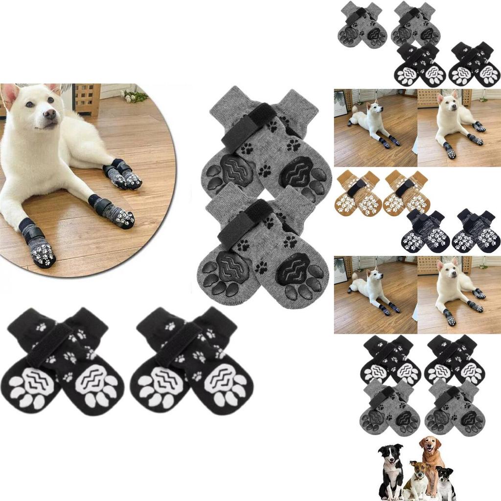 Cozy Durable Cotton Pet Socks For Dogs And Cats Stylish Non Slip Design Available In Multiple Colors