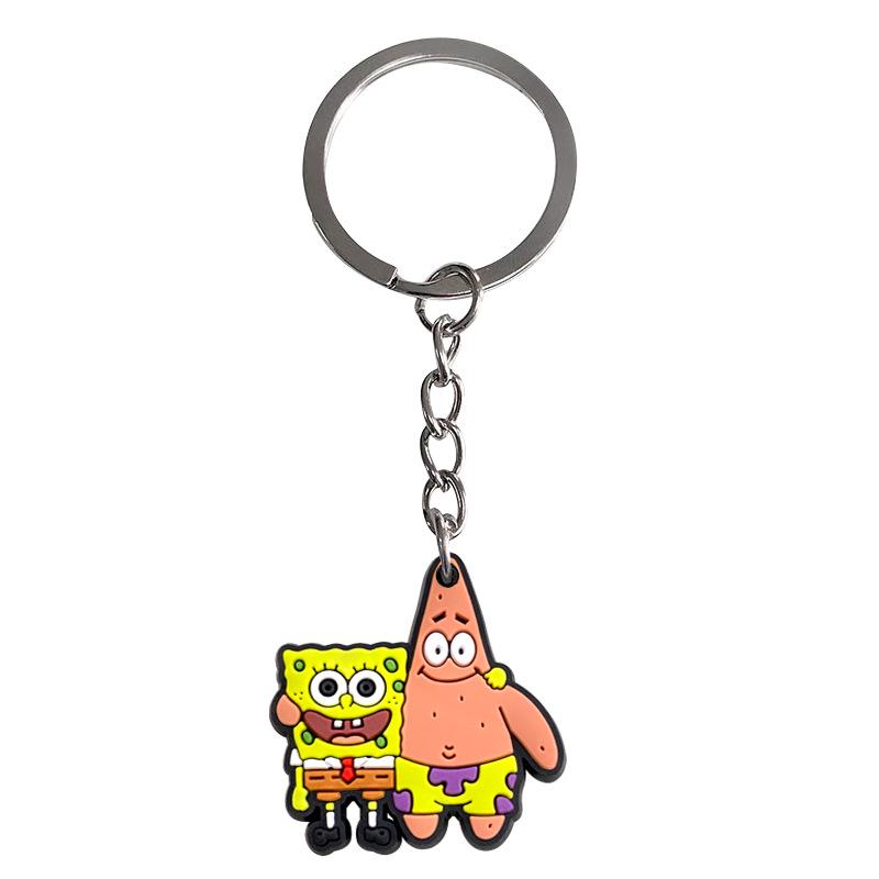 SpongeBob Soft PVC Rubber Keychain: Cute Cartoon Backpack Pendant Accessory