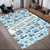 Custom Name,Cartoon Car Pattern Series Home Sofa Decoration for Living Room & Bedroom, Non‑Slip Play Flannel Floor Mat for Game Room