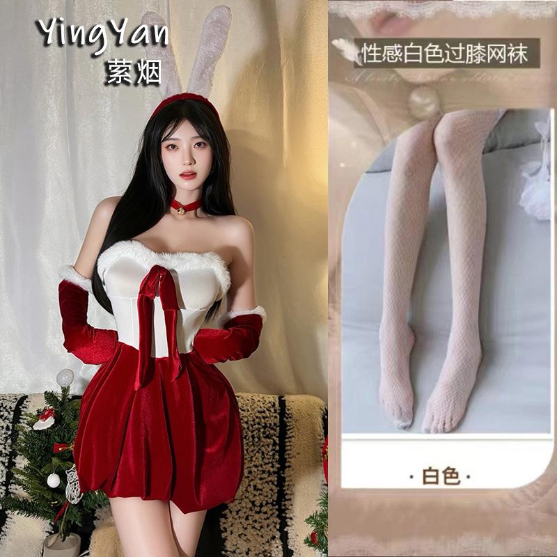 Christmas Dress Up Sexy Pure Lust Bow Dress Cosplay Bunny Suit New Year's Red Robe Woman