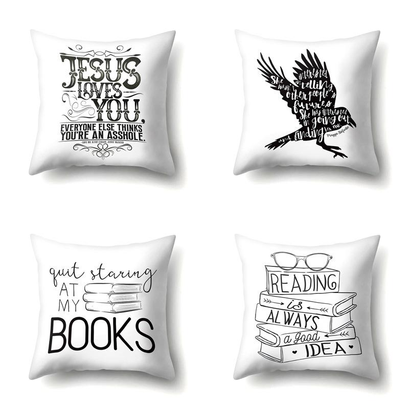 Nordic Style Ins Illustration Graffiti Polyester Pillowcase Car Decoration Home Printed Waist Rest Pillowcase