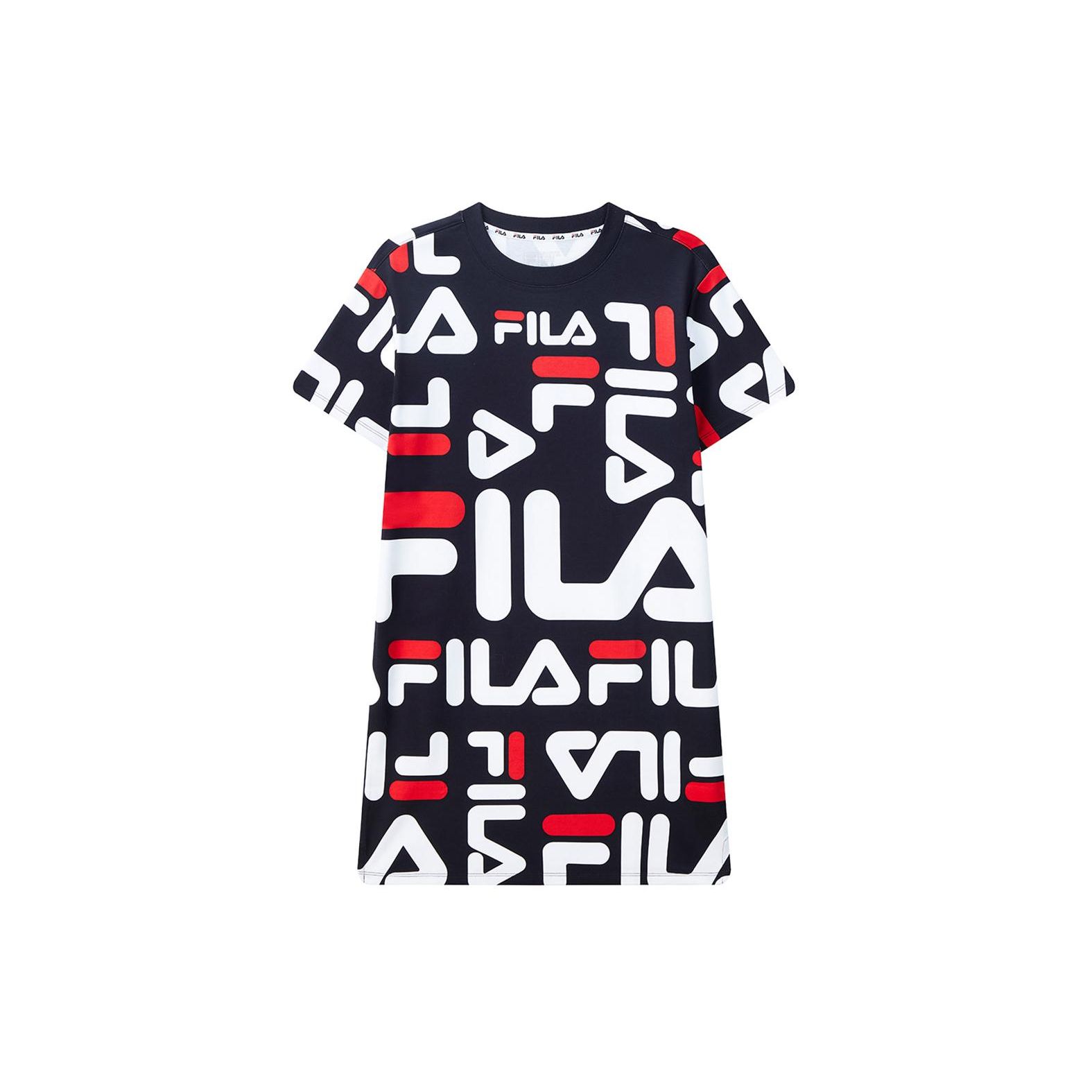 

FILA Logo Print Round Neck Casual Short Sleeve Dress Women dresses Navy-Blue F51W228199FNV XXL