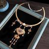 Golden Peace Lock Necklace - Ming Dynasty Hanfu Tassel Collar Accessory