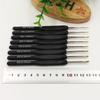 8pcs Thin Head Crochet Hooks Set, Sizes 1.0-2.75mm Black Plastic Handle Aluminum Hook Knitting Needles, Diy Weaving Craft Tool