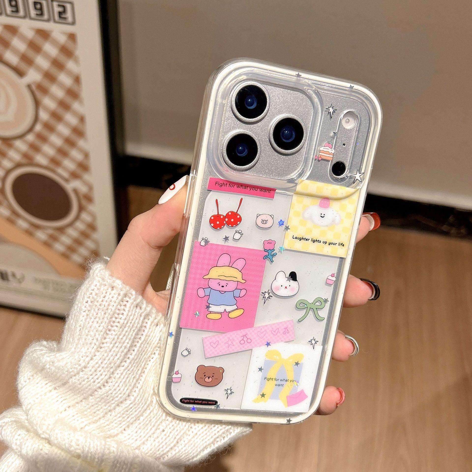 Painted Bear iPhone 16 Pro Max Case: Two-in-One Transparent, Drop-Proof for iPhone 14/15/17 15