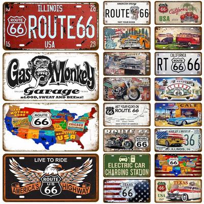 Casa de la Ruta 66 Letrero de Metal Placa Póster de Metal Letrero de Hojalata Placas de Hojalata Pósteres de Pared Vintage Retro Decoración de Habitación Decoración de Arte de Pared