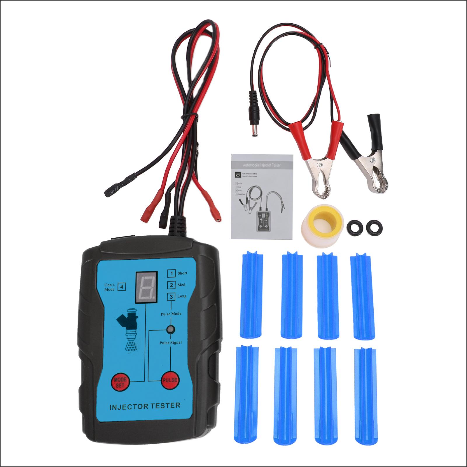 

Automotive Fuel Injector Tester Cleaning Tool Kit 2 in 1 Function 8 Adapters and 8 Pulse Modes DIY Tool 4 Wire Dual