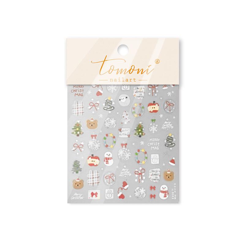 

Томони 3D Тисненые Зимние Наклейки для Ногтей: Дизайн печенья «Пряничный человечек» для детей