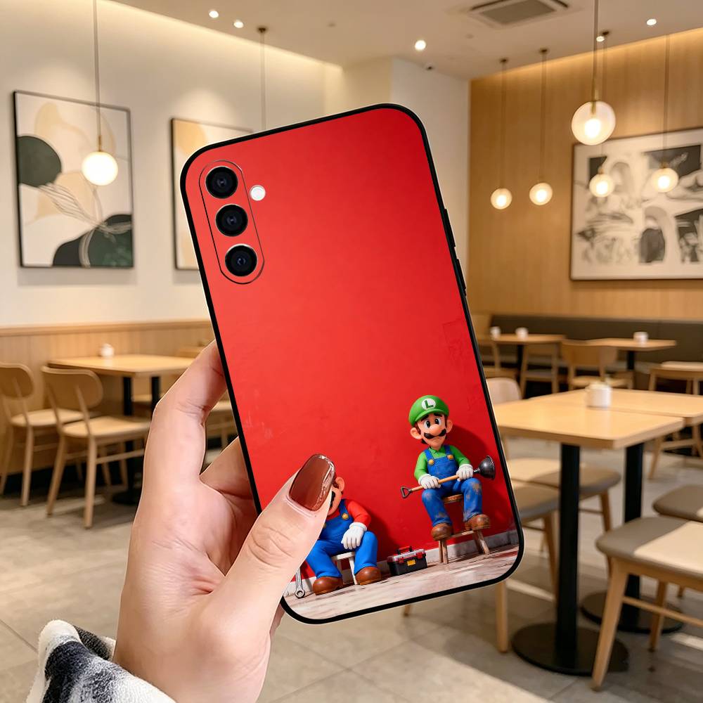 Cartoon Super-Z MarioS Bros Phone Case Black Silicone Soft For Samsung Galaxy A73,A72,A71,A70,A53,A52,A51