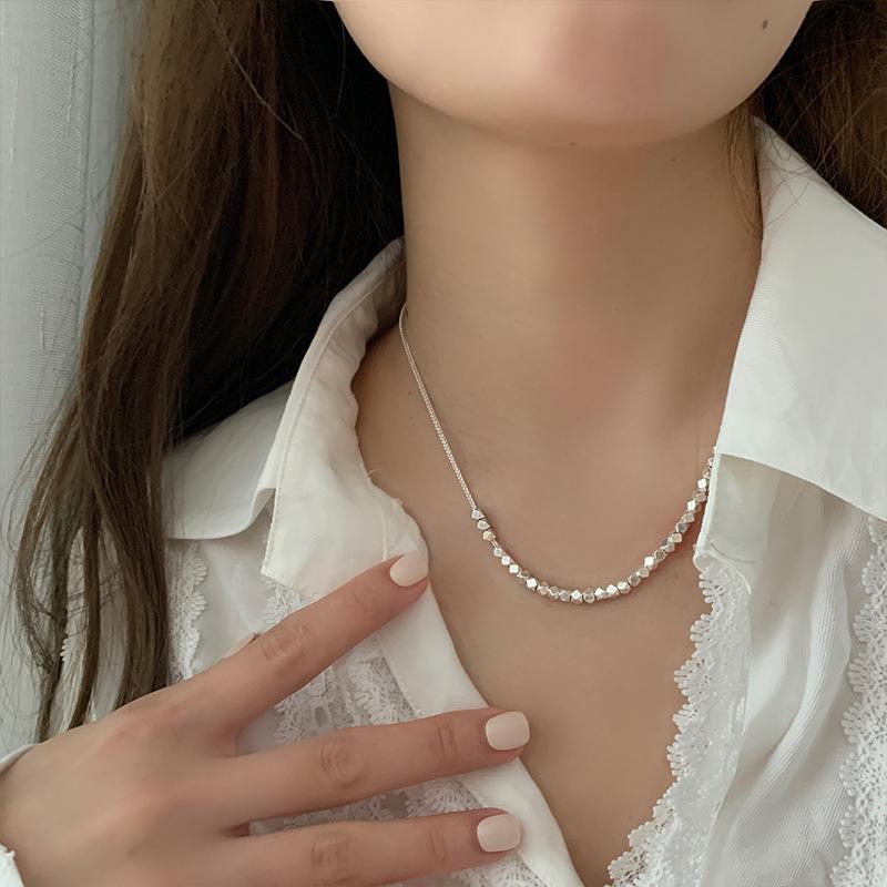 Korean Geometric 3D Sugar Cube Necklace: Retro Square Clavicle Sweater Chain for Women