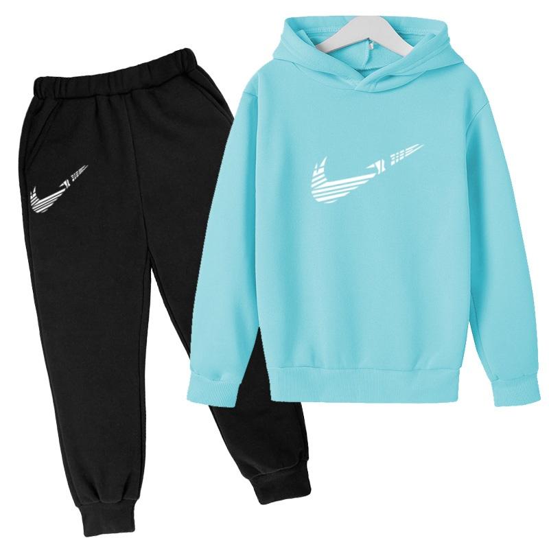 2026 Children Hoodie Letters Sports Pullover3-13Yrs Coat Sweatshirt+Pants -piece Set Boy Girl Toddler Clothes Fashion Set
