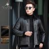 Men's Winter Shearling Leather Biker Jacket with Lapel