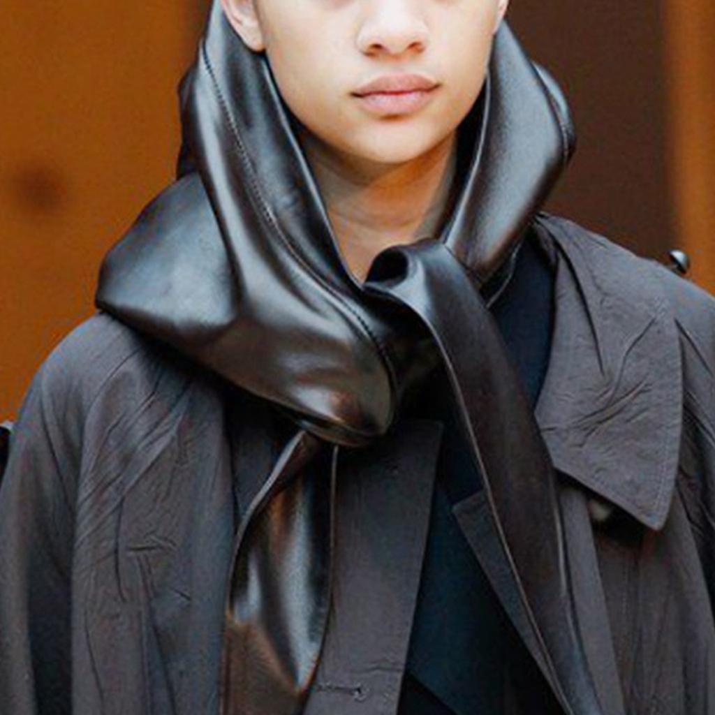 Womens Warm Long Shawl Winter Wraps Large Scarves Faux Leather Triangle Scarf Bandana Head Cover Kerchief
