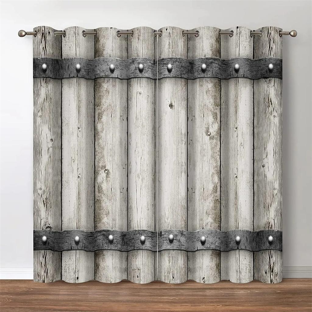 Ușă de hambar rustică din lemn vintage, Fermă, Cortină de fereastră pentru living, Dormitor copii, Baie, Ușă de bucătărie, Decor pentru casă, 2 buc