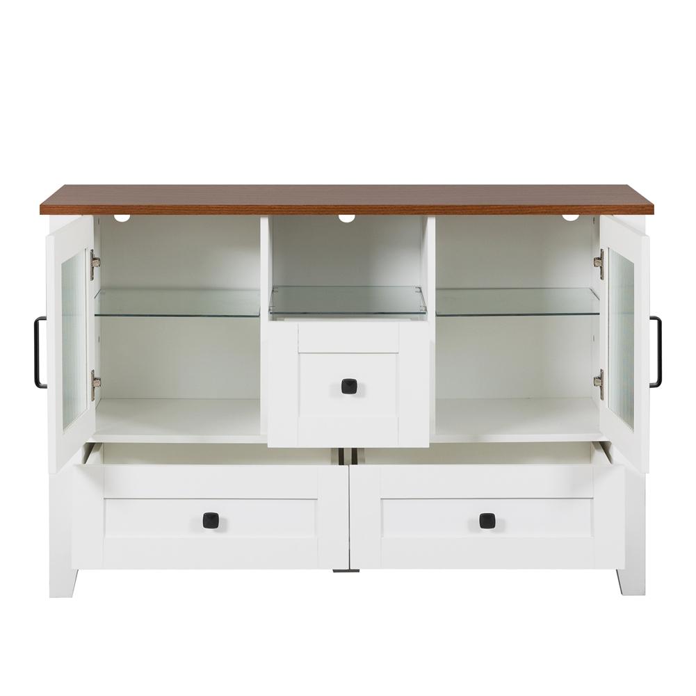 US Stock Sideboard Buffet Cabinet With Glass Doors Tempered Glass Shelves Drawers Coffee Bar Cabinet For Kitchen Dining Room