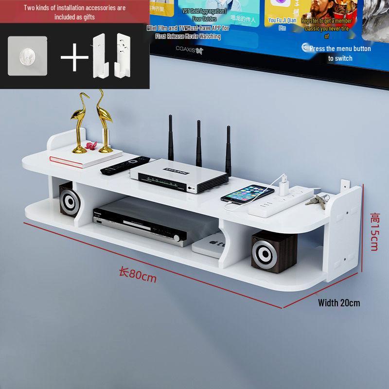 Wall-Mounted Wireless Router Shelf & Cable Organizer for Living Room