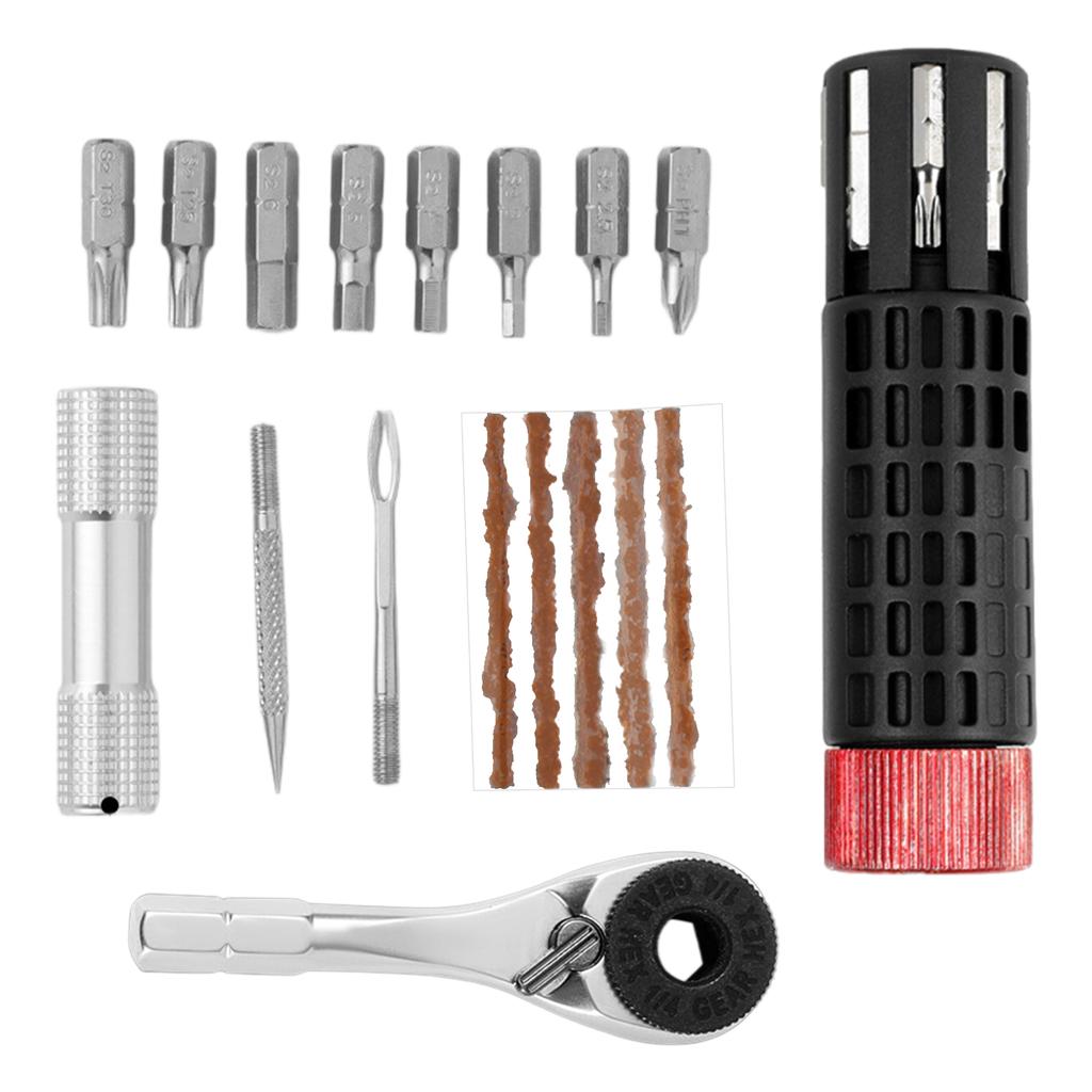 Cylindrical Tire Repair Tool Alloy Steel Mini Ratchet Tool Set Mechanic Ratchet Manual Wrench for Cycling Accessories