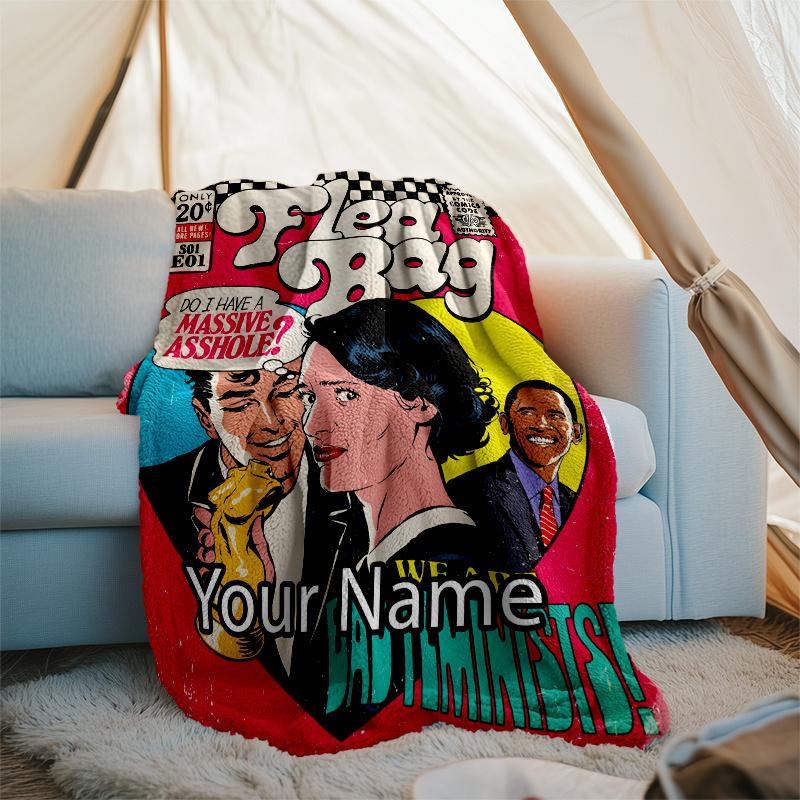 Custom Name Fleabag Theme Printed Blanket - Perfect for Couch, Bed, Travel & Outdoor Use | Machine Washable, Cozy & Durable.