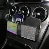 Rhinestone Leather Car Air Vent Organizer Bag - Multifunctional Lambskin Storage Box
