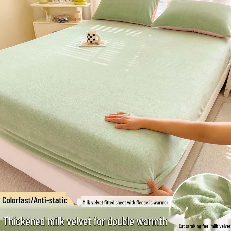 Autumn Winter Flannel Fitted Sheet: Non-slip Coral Fleece Bedspread & Mattress Cover