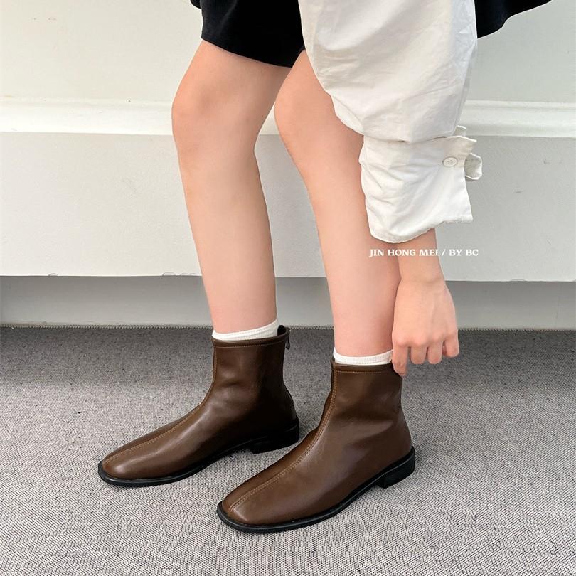 Retro suede thin boots women's 2025 autumn new versatile thick-soled elastic boots new rear zipper thick-soled short boots