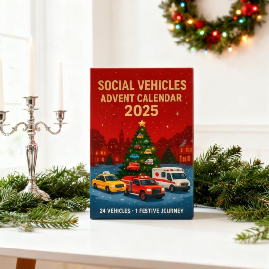 Social Vehicle Advent Calendar 24 Days Acrylic Ornament for Christmas Tree Decor Countdown Decoration for Kids Car Enthusiasts