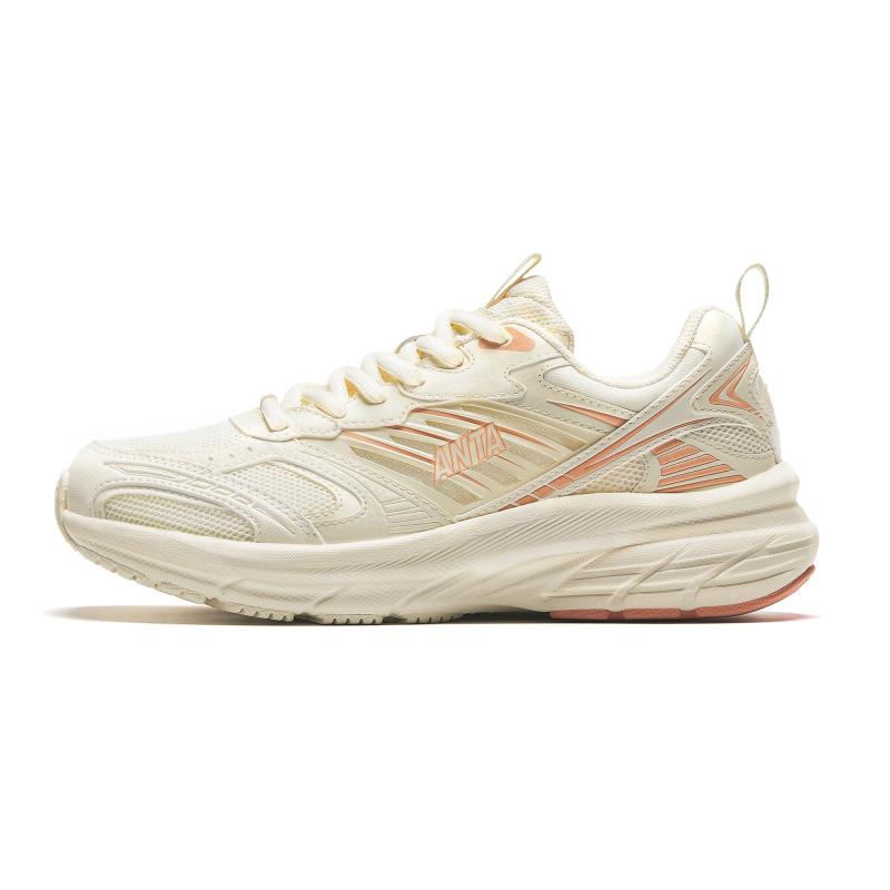 Anta Fabric Cushioning, Wear Resistant Low top Running Shoes Women s Light Beige White Sneakers 922425505-2 38.5