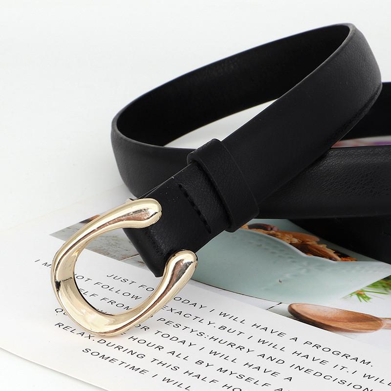Metal C Shaped Buckle Decoration Women Slim Waist Belt For Daily Casual Wear